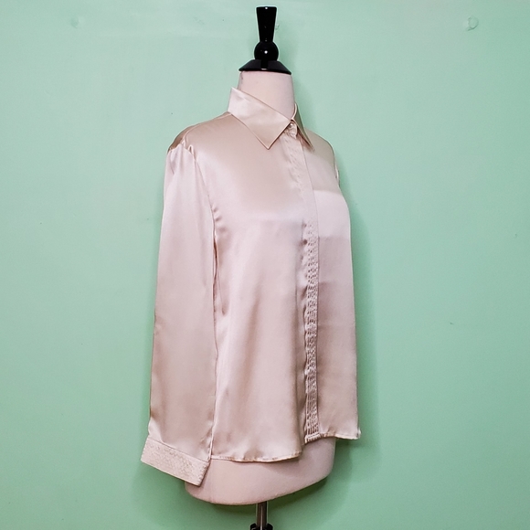 Armani Collezioni Champagne Button Down Blouse - Picture 2 of 7
